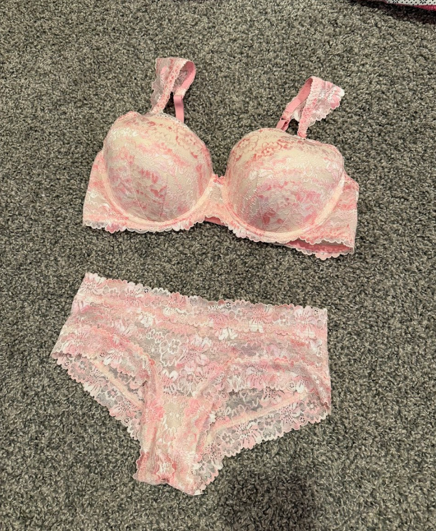 Pink and Cream Lingerie Set - Meg's Closet