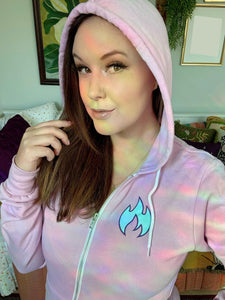 Baphomet Zip Hoodie in Lilac