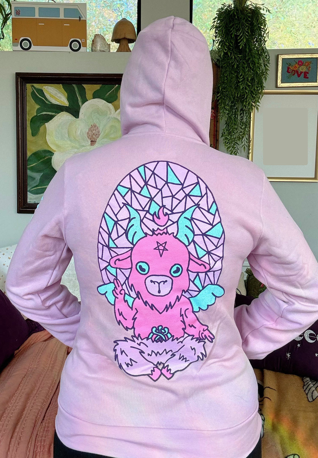 Baphomet Zip Hoodie in Lilac