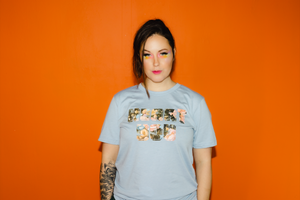 Heart You Floral Text Tee in Heather Blue