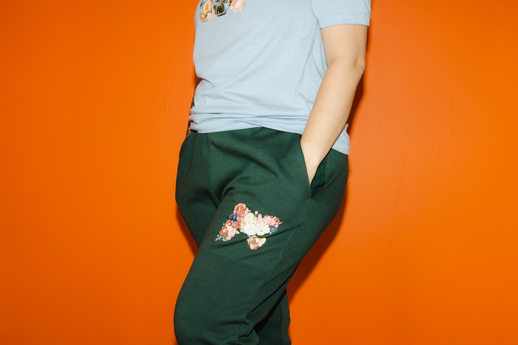 Flower M Jogger Sweatpants in Forest Green