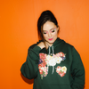 Flower M Pullover Hoodie in Forest Green
